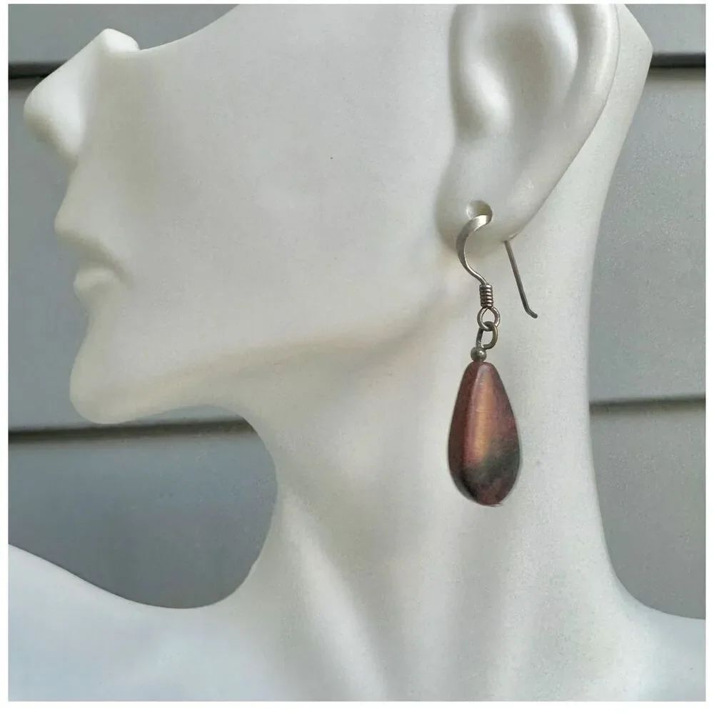 Sterling silver red Jasper teardrop earrings